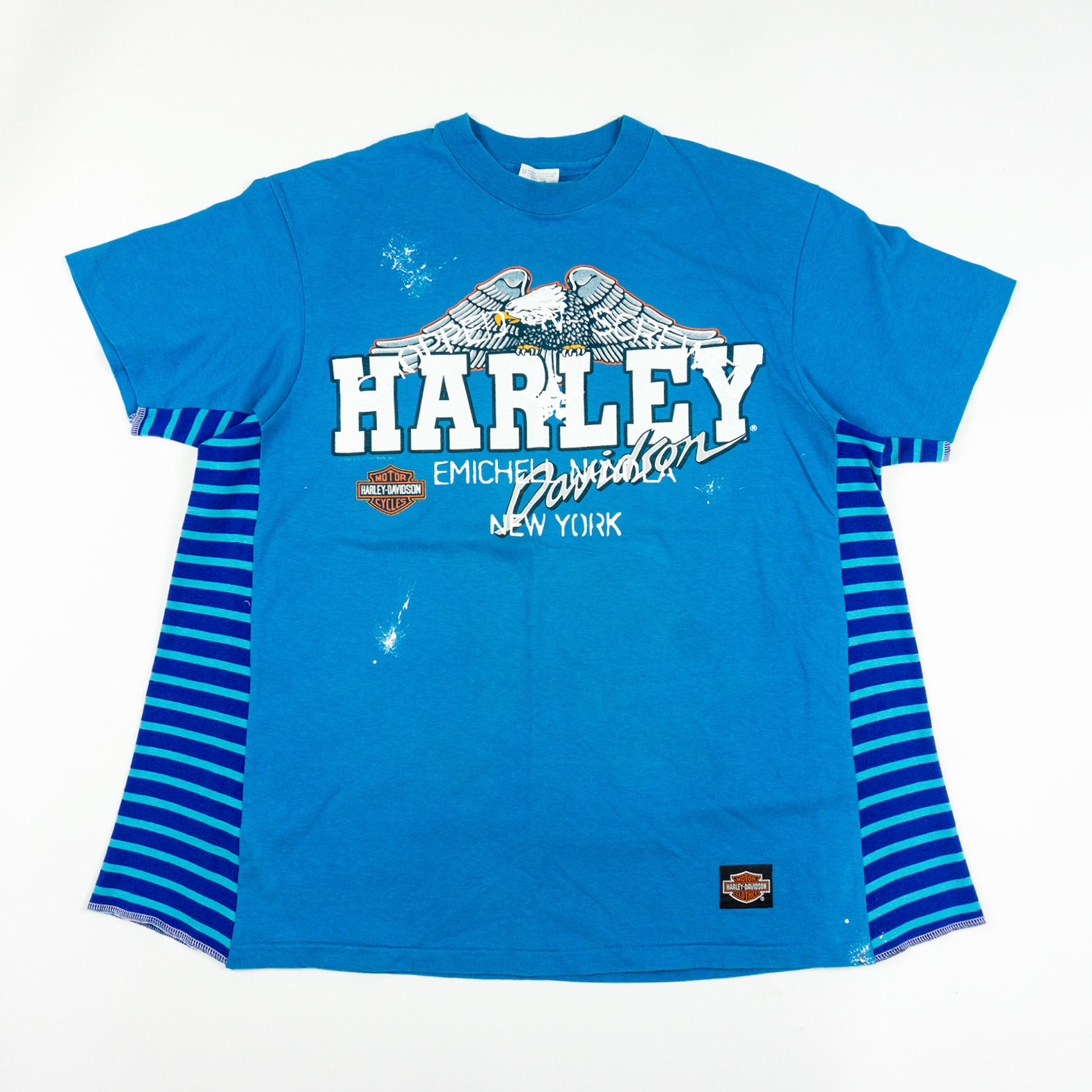 Vintage Harley Davidson Oversize Extended Patch Blue Medium