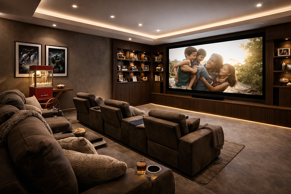 A cozy family home theater