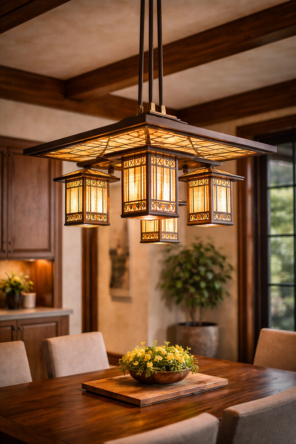 A Frank Lloyd Wright inspired light fixture