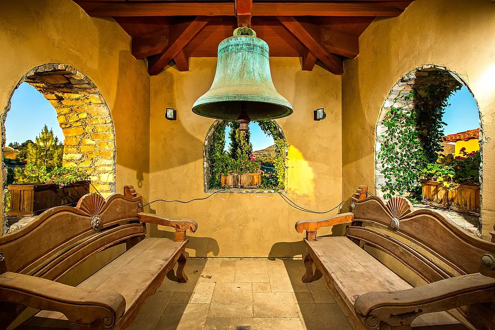 The bell tower of this recreated Tuscan Farmhouse in California