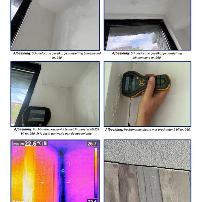 Vochtmetingen en thermografie bij gevelopeningen van Parkrand Amsterdam.