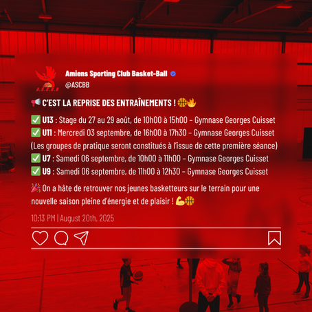 Jeunes basketteurs de l’Amiens Sporting Club Basket-ball en pleine reprise des entraînements au Gymnase Georges Cuisset.