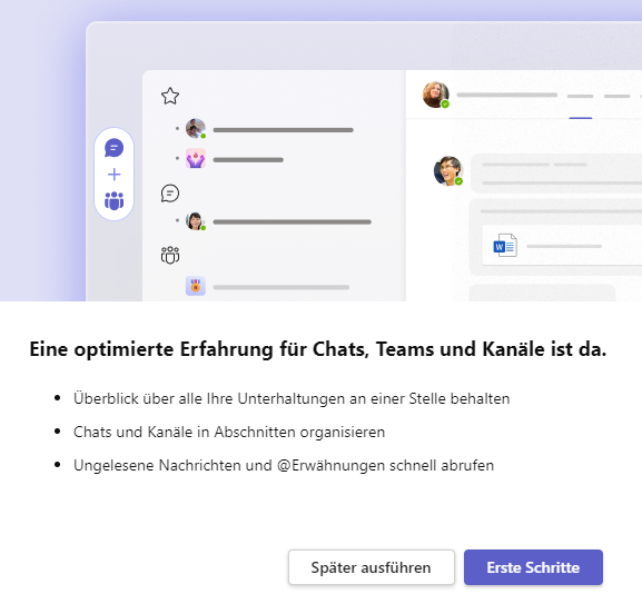 Verschmelzung von Chats und Teams