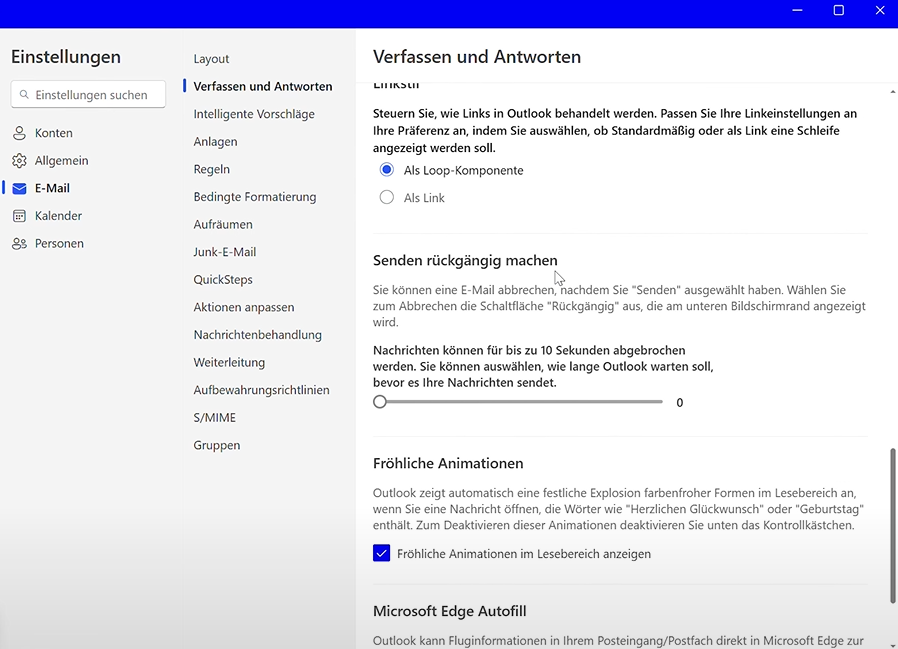 Senden rückgängig machen