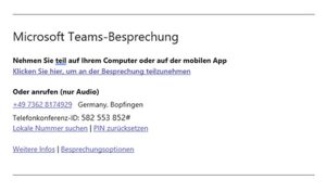 Teams Besprechung per Einwählen