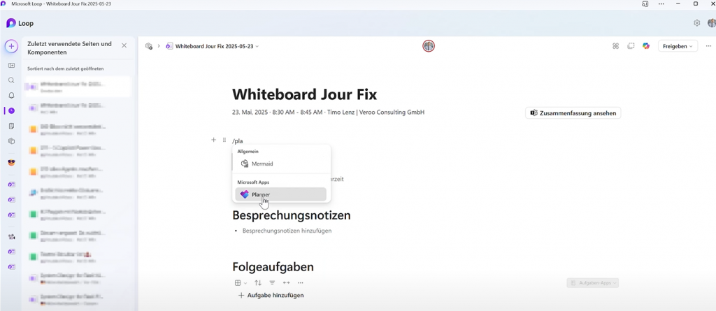 Manuelle Integrierung eines Planners