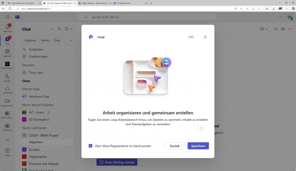 Loop Workspace in bestimmtem Kanal