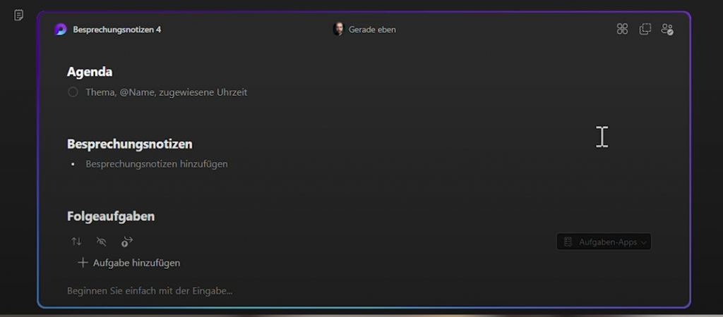 Besprechungsnotizen in Loop