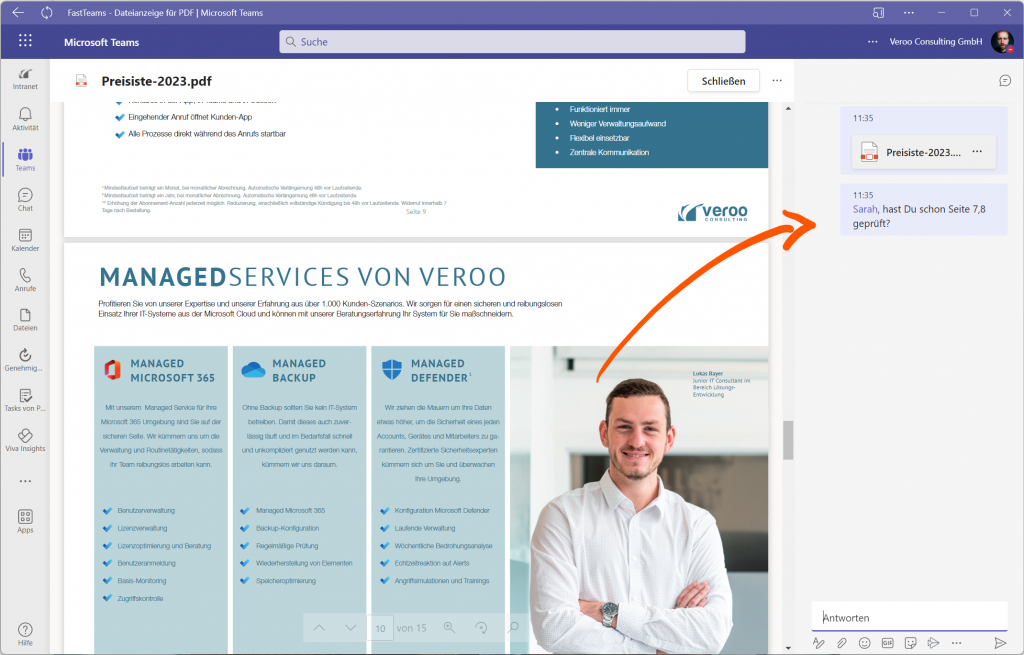 Kommentieren von Dateien im Kanal