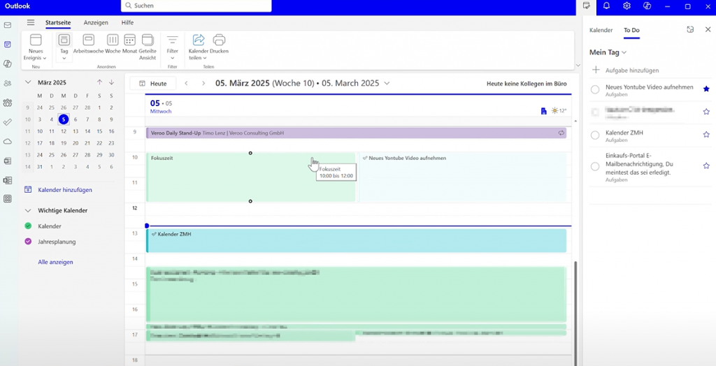 Fokuszeit in Outlook