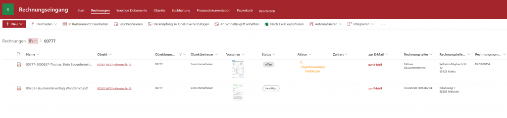 SharePoint-Rechnung