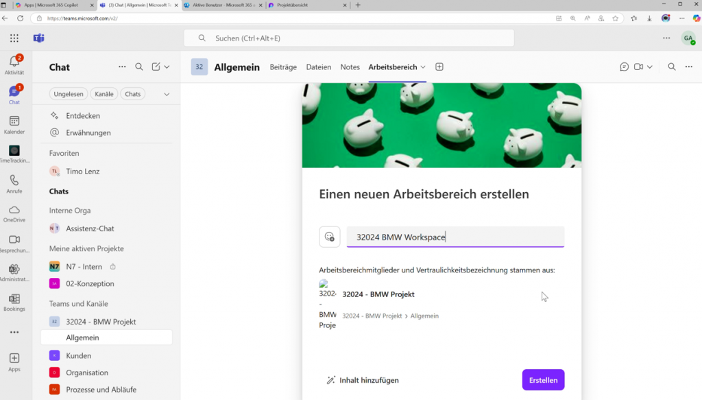 Arbeitsbereich benennen