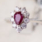Pear Shape  Ruby Diamond Cluster