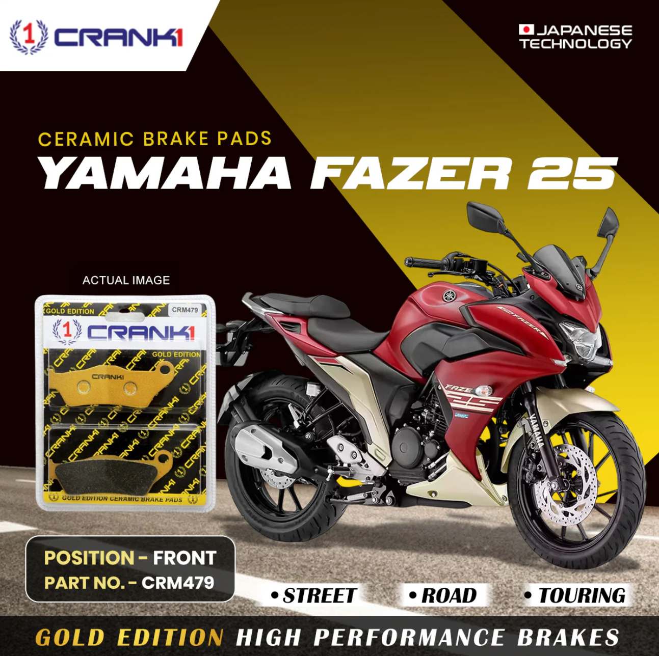 CRANK1 Ceramic Brake Pads - Yamaha Fazer 25