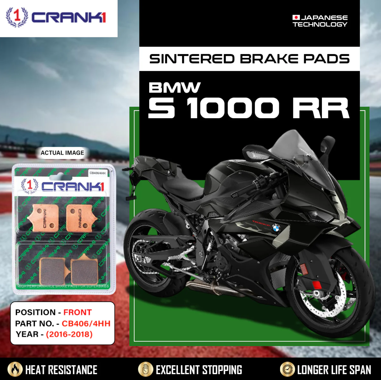 CRANK1 Sintered Brake Pads - BMW S 1000 RR (2016 - 2018) - Front