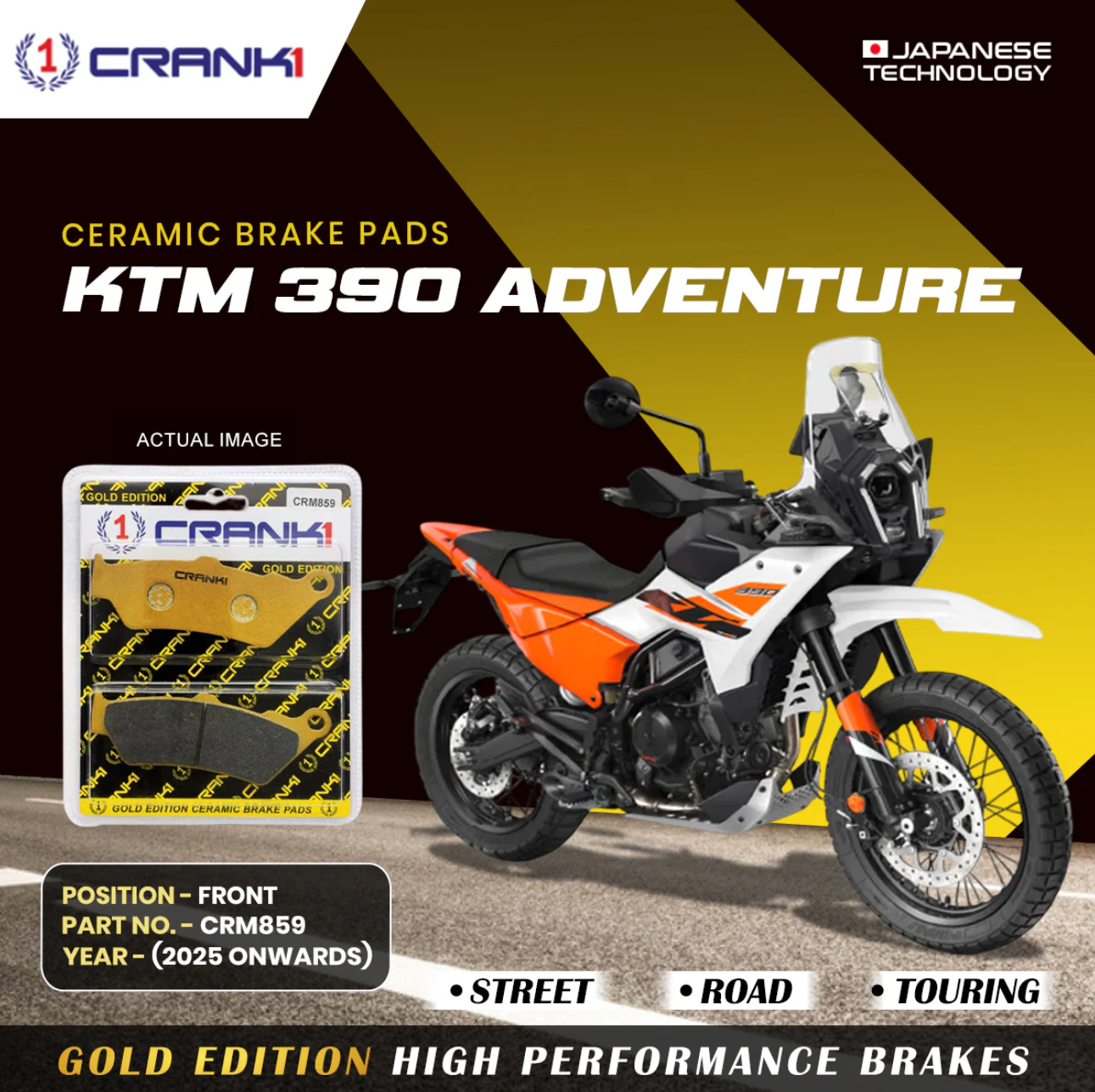 CRANK1 Ceramic Brake Pads - KTM Adventure 390 (2025+)