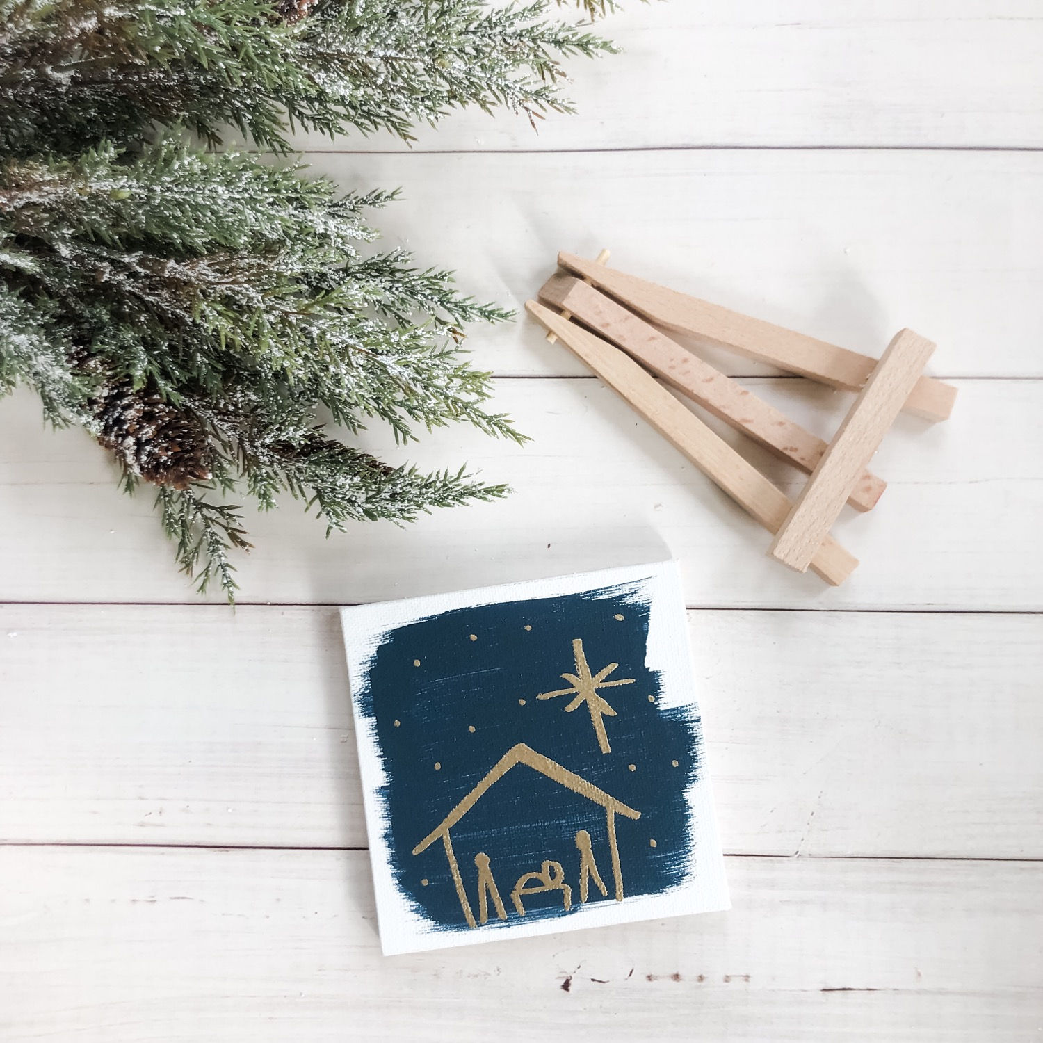 Mini Nativity Canvas with Easel 
