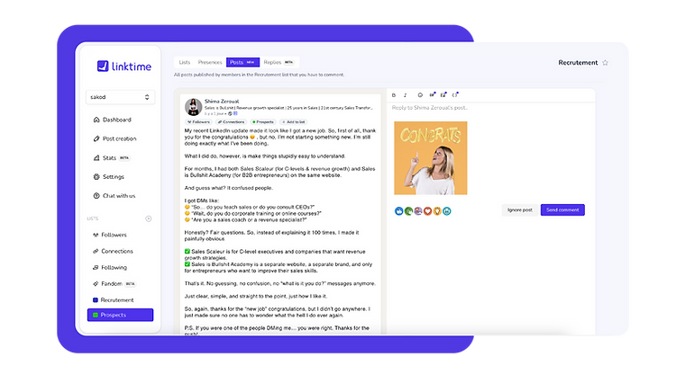 LinkedIn analytics dashboard
