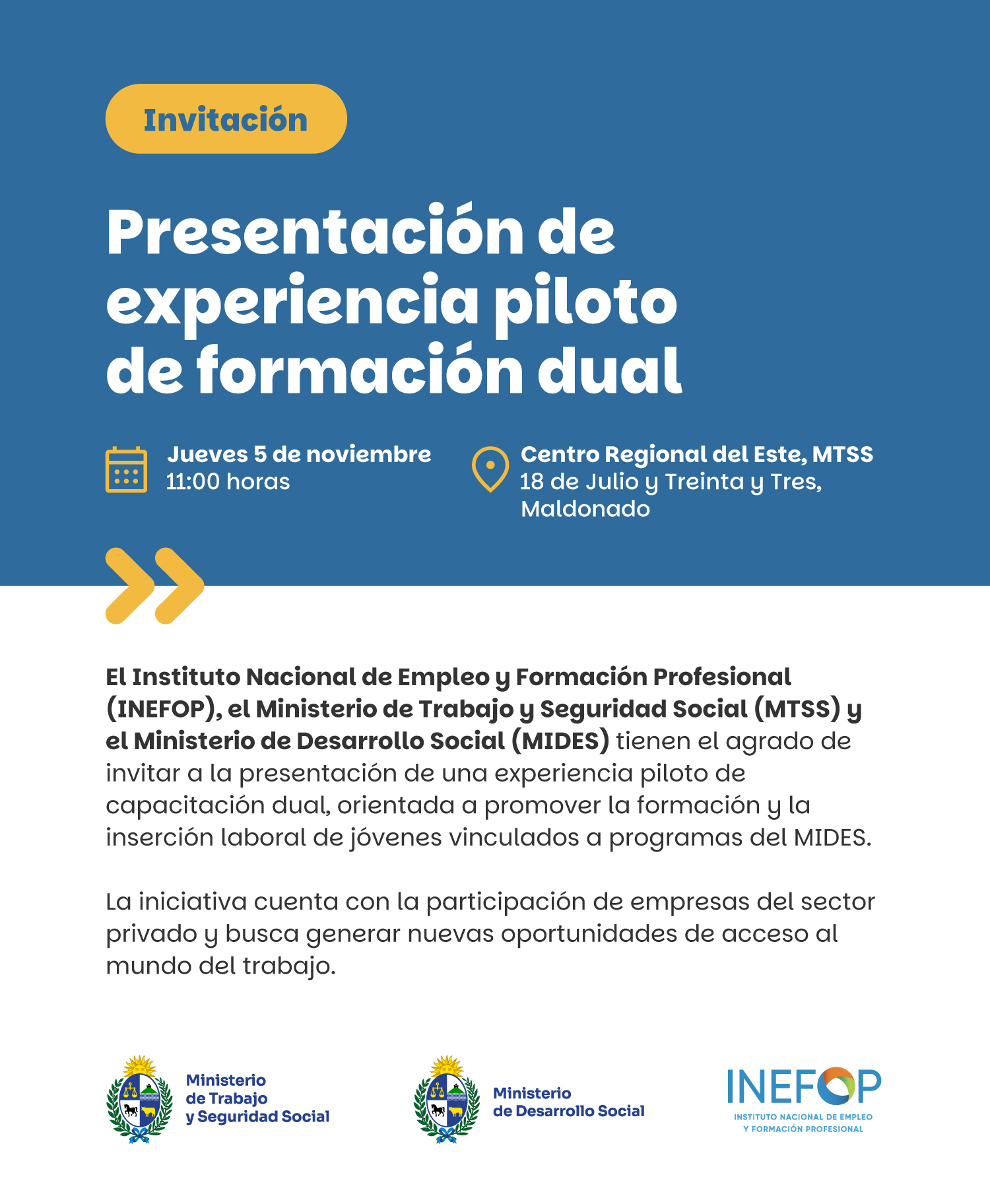 Presentación de experiencia piloto de formación dual