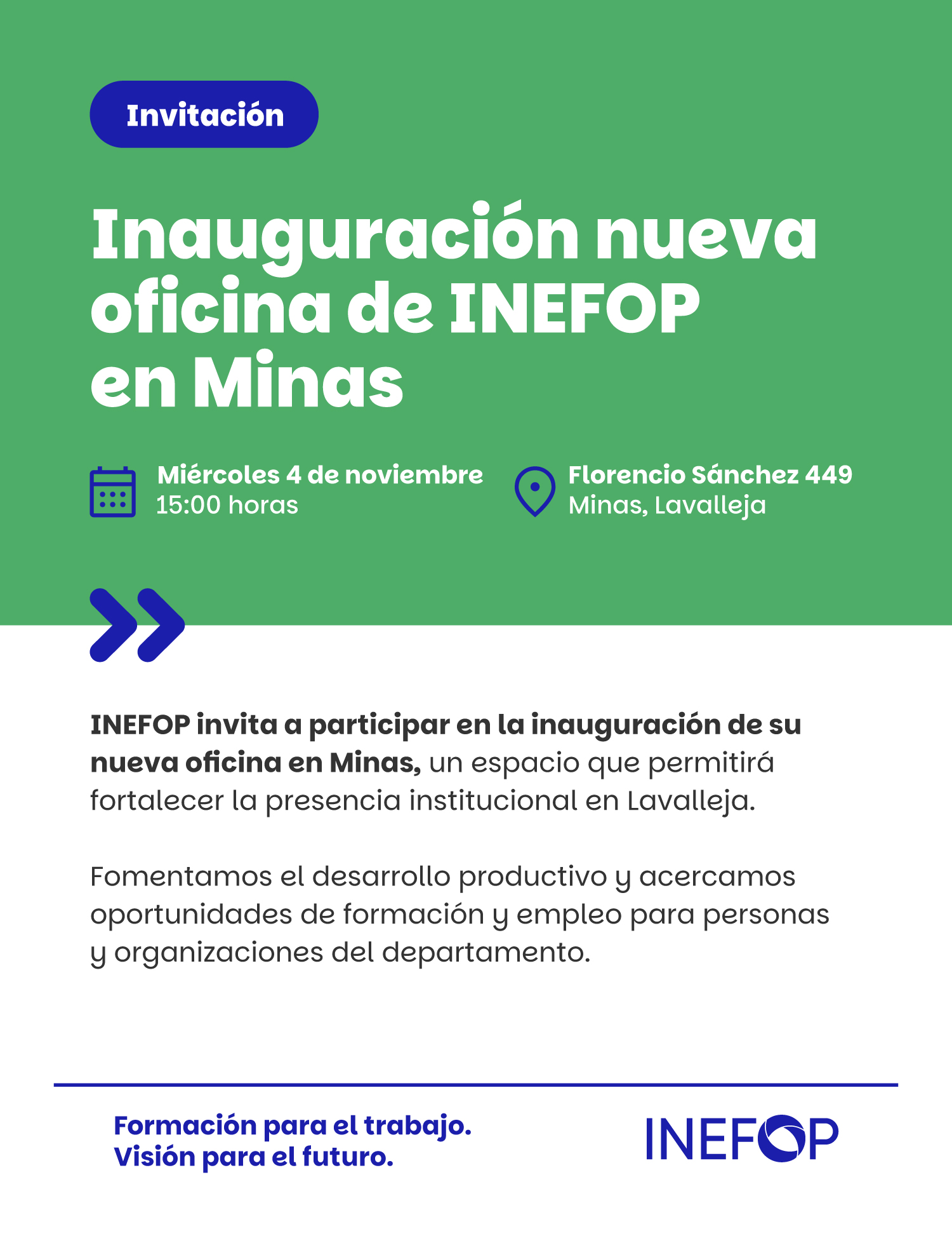 Inauguración nueva oficina de INEFOP en Minas