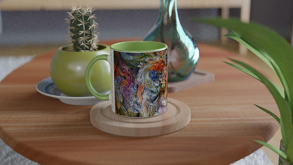 Thumbnail: Cheerful Spring - Persian Miniature - 11oz Ceramic Mug with Color Inside