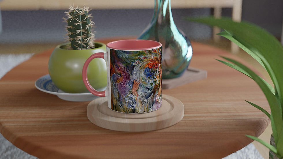Thumbnail: Cheerful Spring - Persian Miniature - 11oz Ceramic Mug with Color Inside