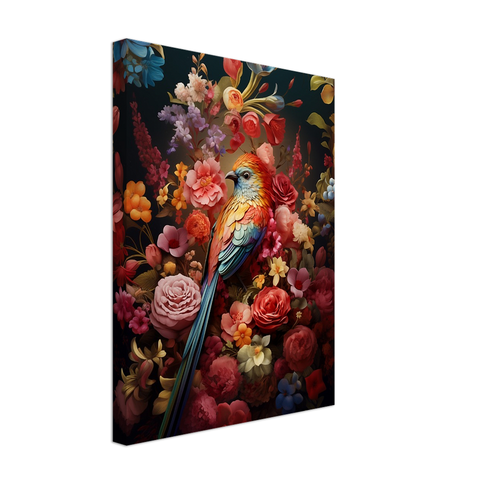 Thumbnail: Traditional Persian Miniature Style Canvas | تابلو بوم طرح مینیاتوری گل و مرغ