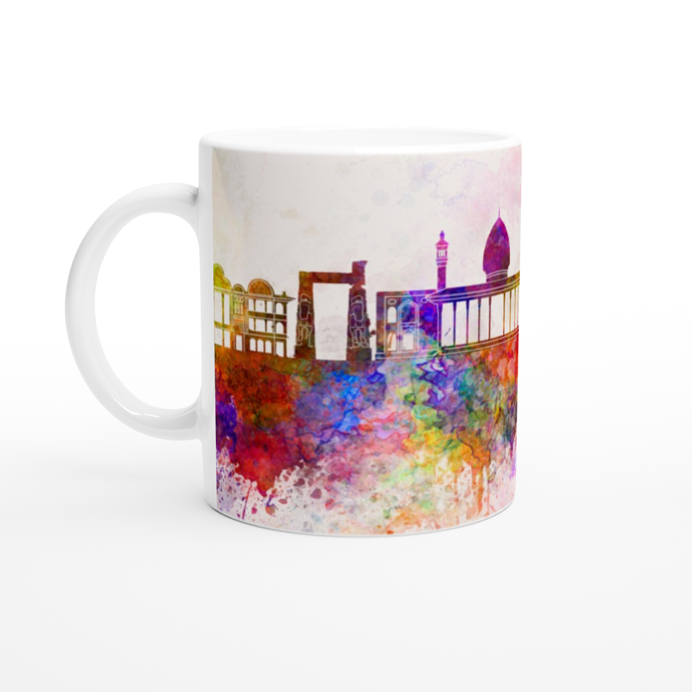 Shiraz skyline in watercolor background - White 11oz Ceramic Mug