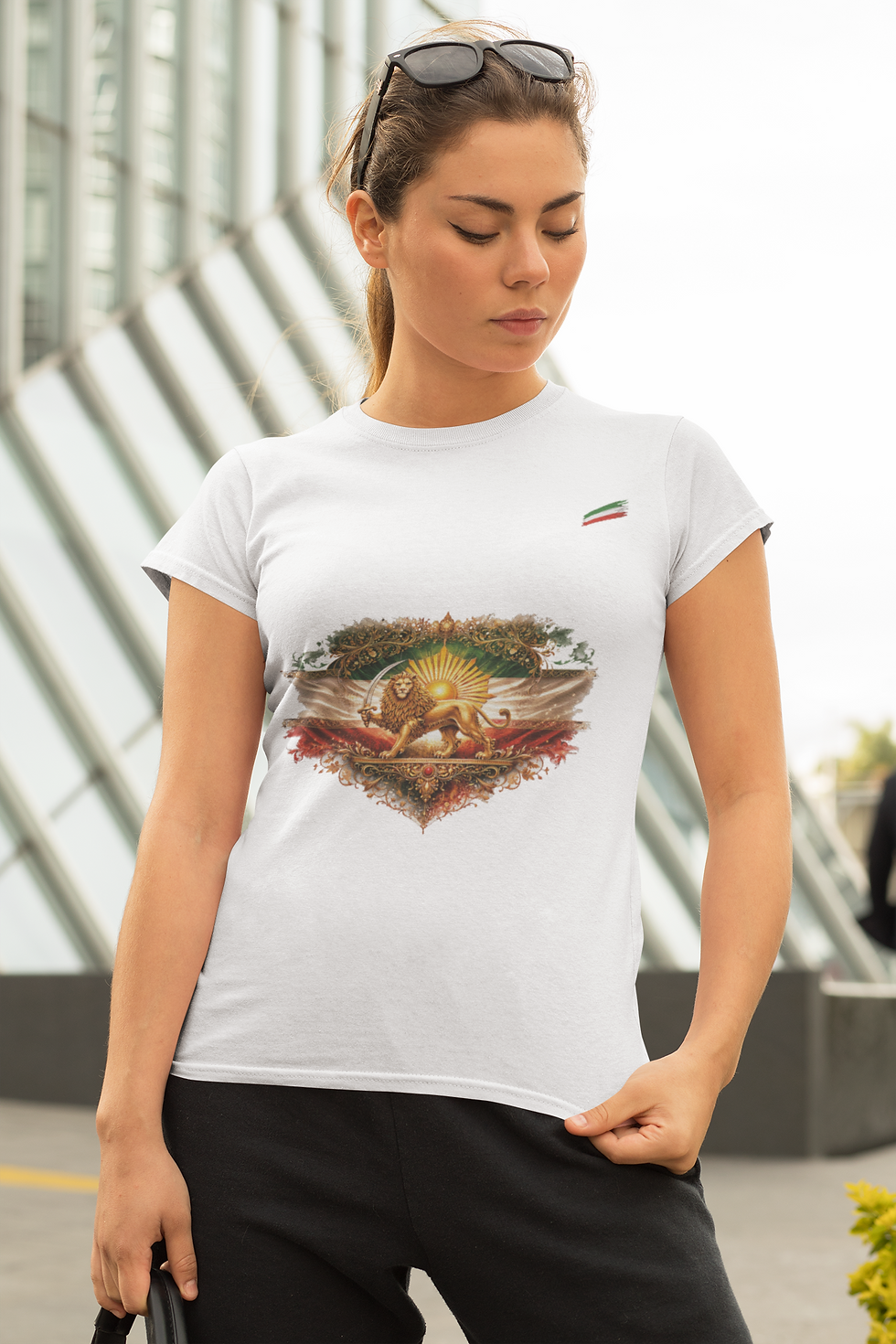 Thumbnail: Royal Persian Lion and Sun – Unisex T-shirt - Front & Back Print