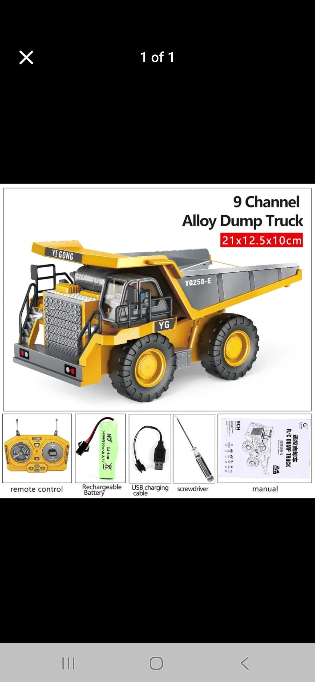 9CH RC Dump Truck Remote Control Rechargeable Battery Construction Vehicle,