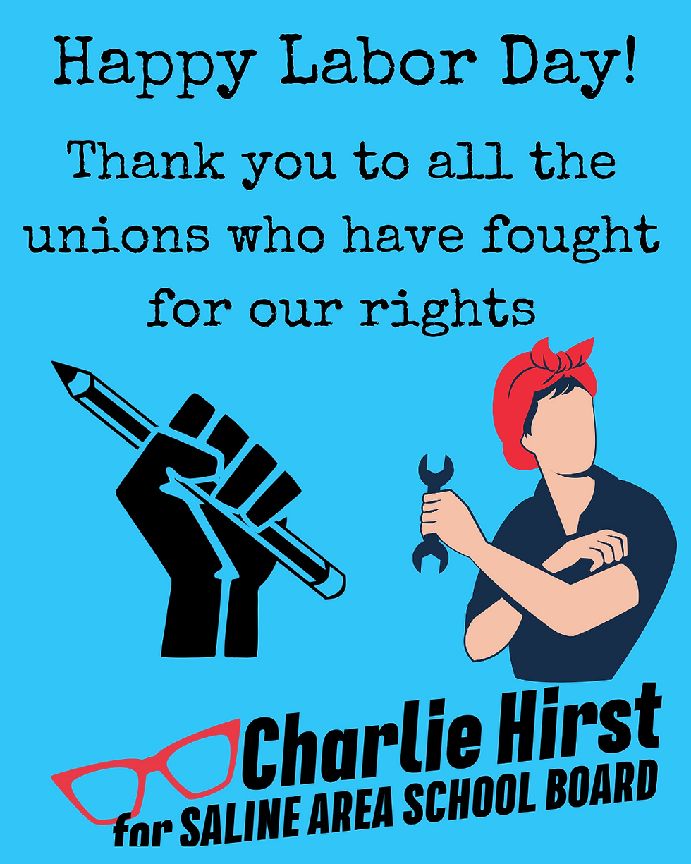 Image description: A power fist clutches a pencil next to Rosie the Riveter, holding a wrench.