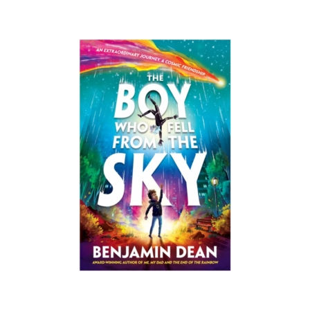 cover features title text in large white font and behind that silouhette of a boy reaching out to catch another boy