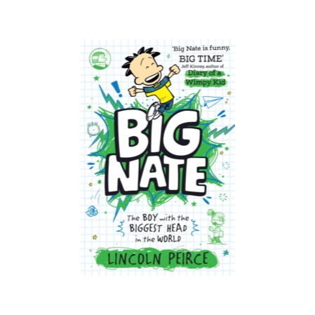 cartoon style Big Nate with green and white background