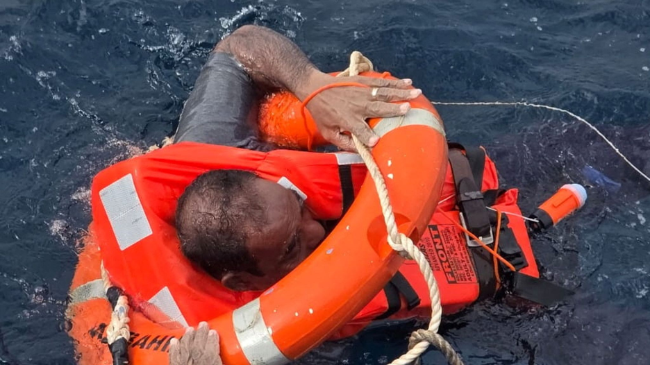 Photo from private rescue operation of Eternity C crew members who were in the water for over 24 hours.