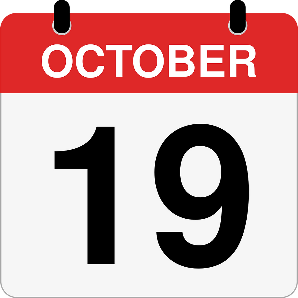 Calendar page with red October header and large black 19 on a white background