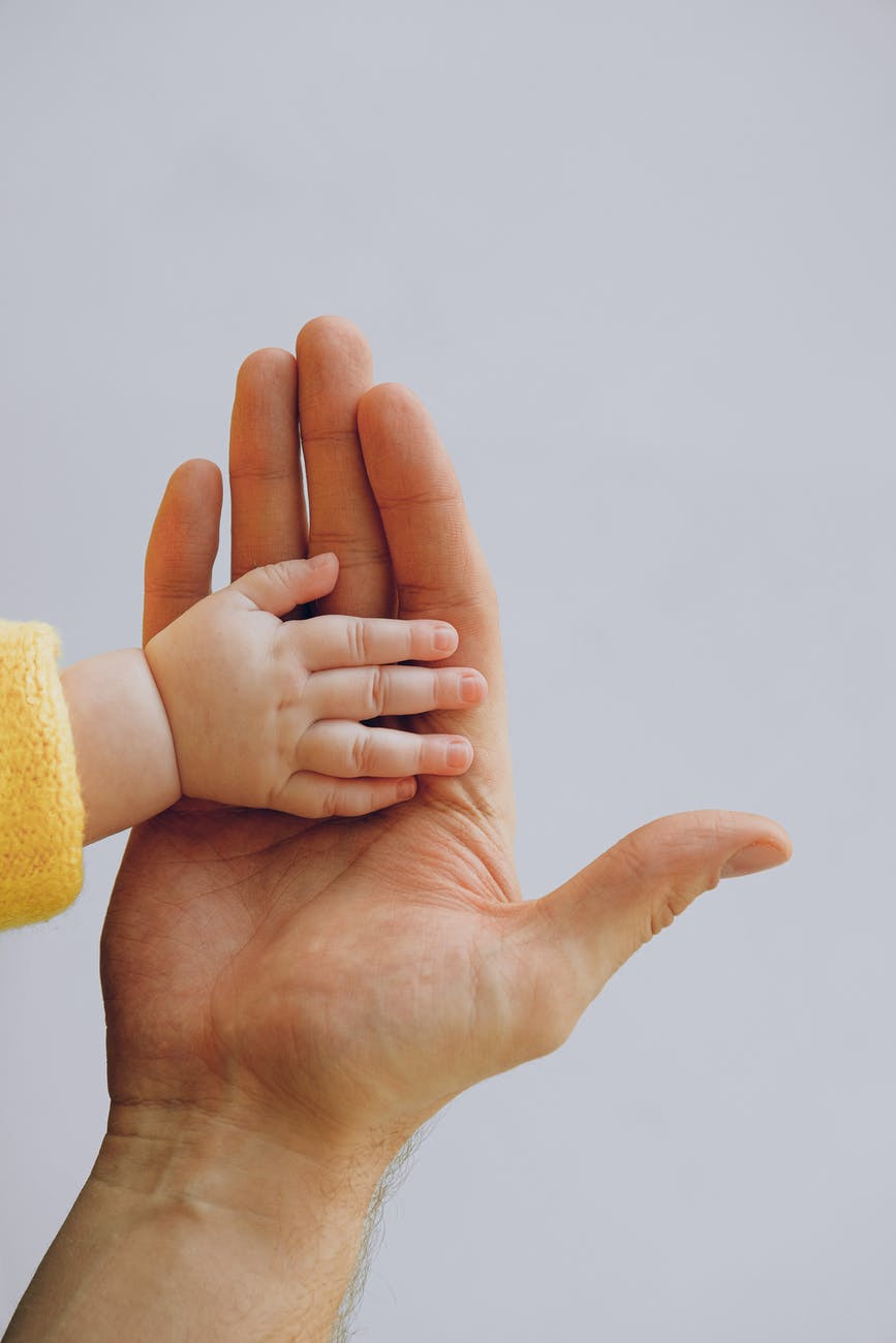 Childs hand in parents hand