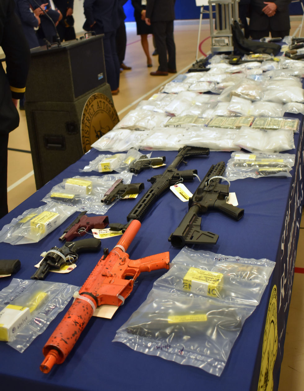 The seized deadly weapons and illegal drugs are the result of hard work and thousands of hours of investigation.
