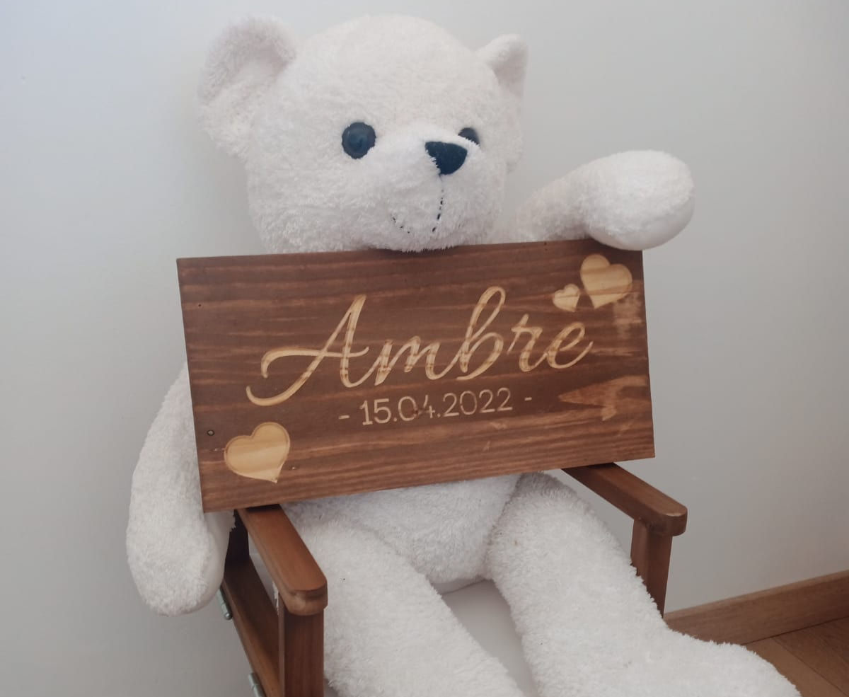 Pancarte "Naissance" - Coeur - Cadeau nouveau né"