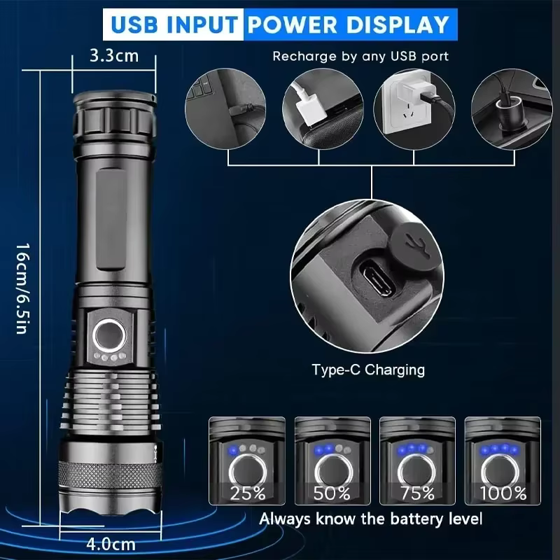 Miniatura: Lanterna Tatica Recarregavel com Led