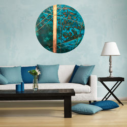 Oceans blue patina art circle
