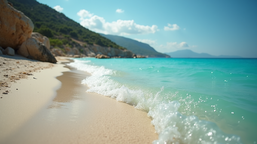 Close-up of a Sardinian beach with turquoise water