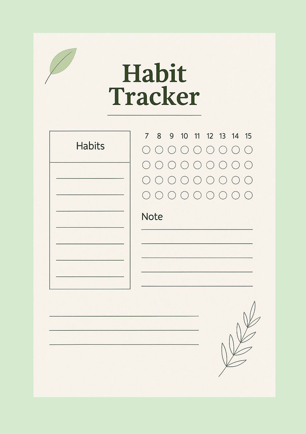 Planner digitale per monitorare le abitudini quotidiane con stile naturale e minimalista.