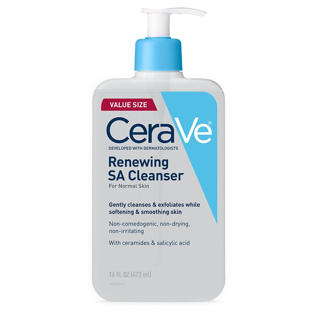 CeraVe Face Renewing SA Cleanser, Salicylic and Hyaluronic Acid, Niacinamide & C