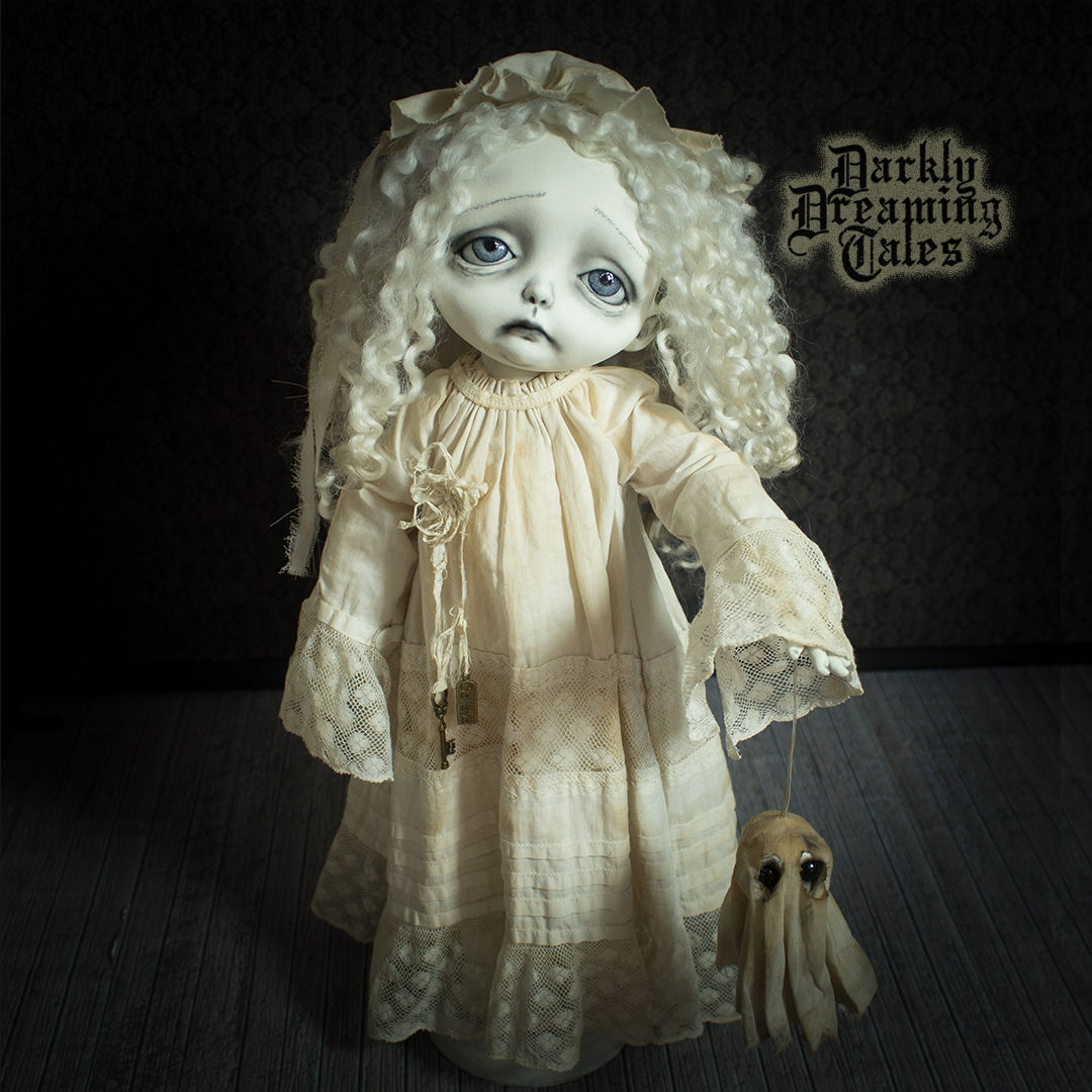 art doll collector unique gothic ghost creepy doll whimsical handmade sculpted doll ooak