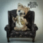 Thumbnail: creepy cute ooak art doll handsculpted and handmade sofa with vintage cat teddy in a goth decor tim burton style