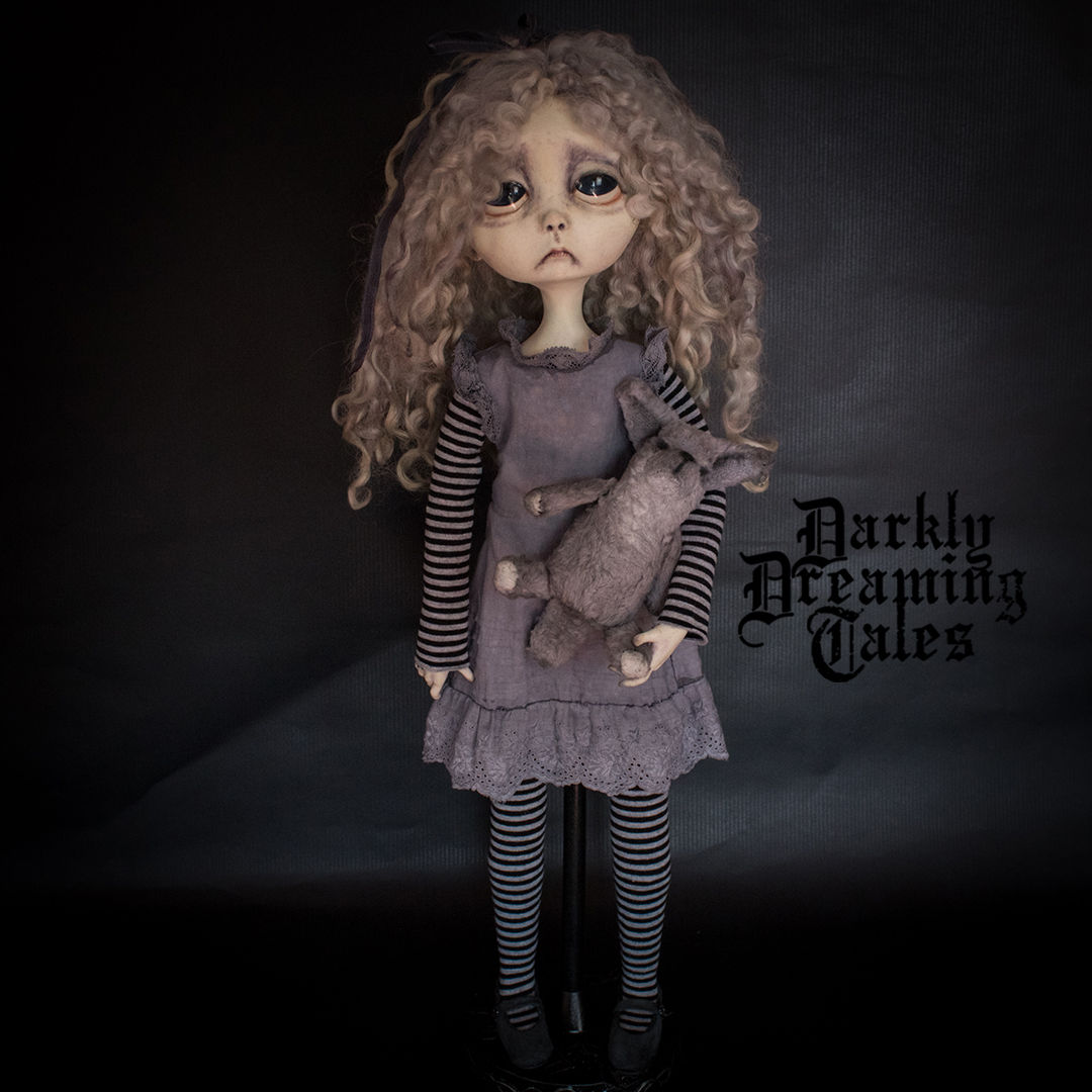 ooak art doll handmade clay unique with and artists teddy goth style halloween doll