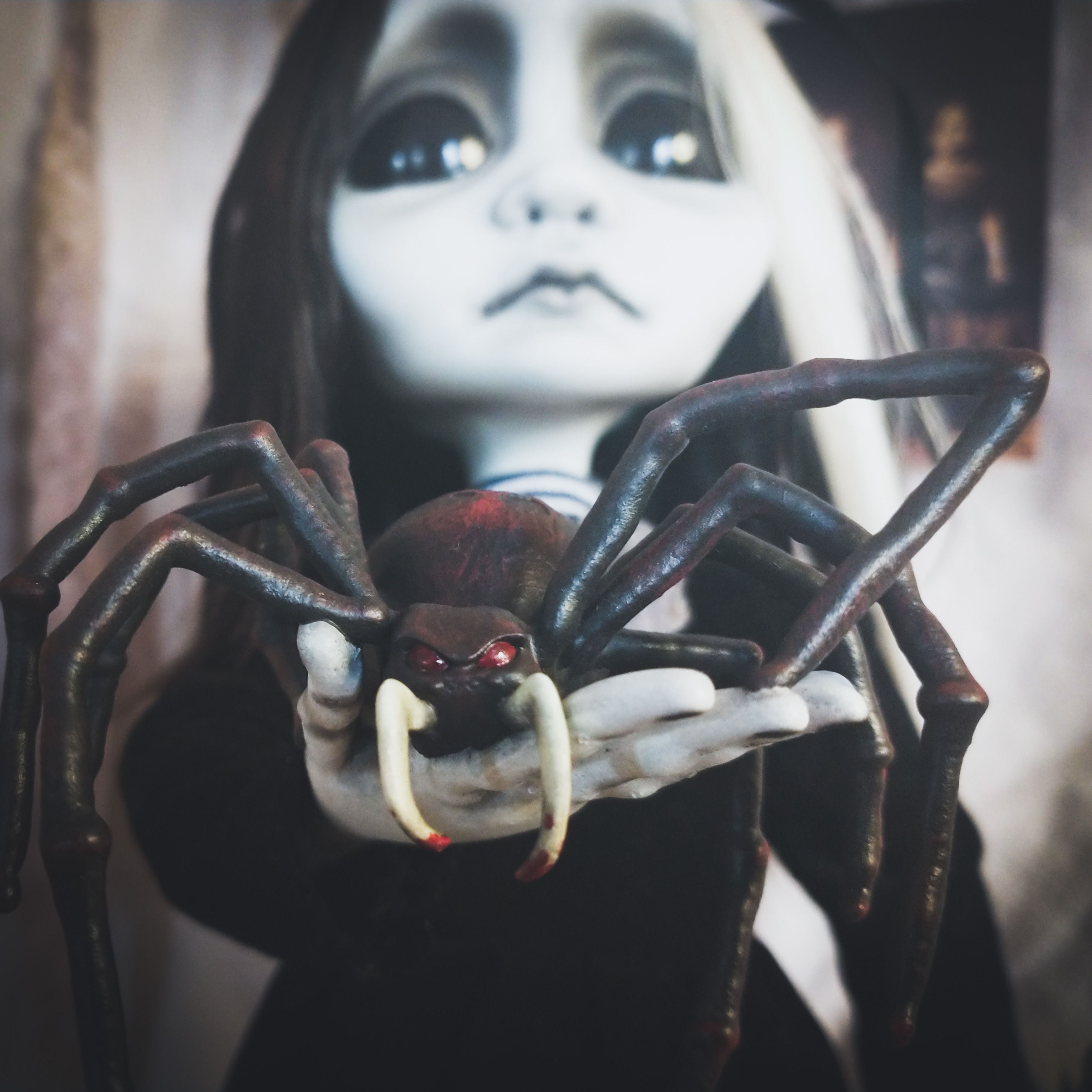 OOAK Goth Art Doll + Spider 'Mitsy + Bitsy'
