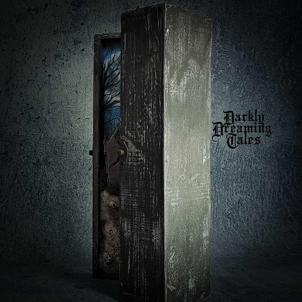 Thumbnail: handmade aged wooden box for a ghost ooak art doll