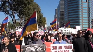 Լոս Անջելեսում հայերը բողոքի ցույց և քայլարշավ են կազմակերպել դեպի Ադրբեջանի հյուպատոսարան