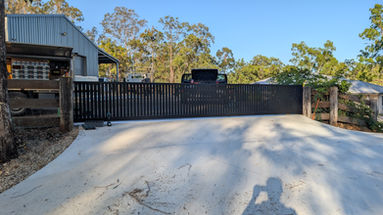Monument Grey 65mm Batten Aluminium Sliding Gate near Gympie